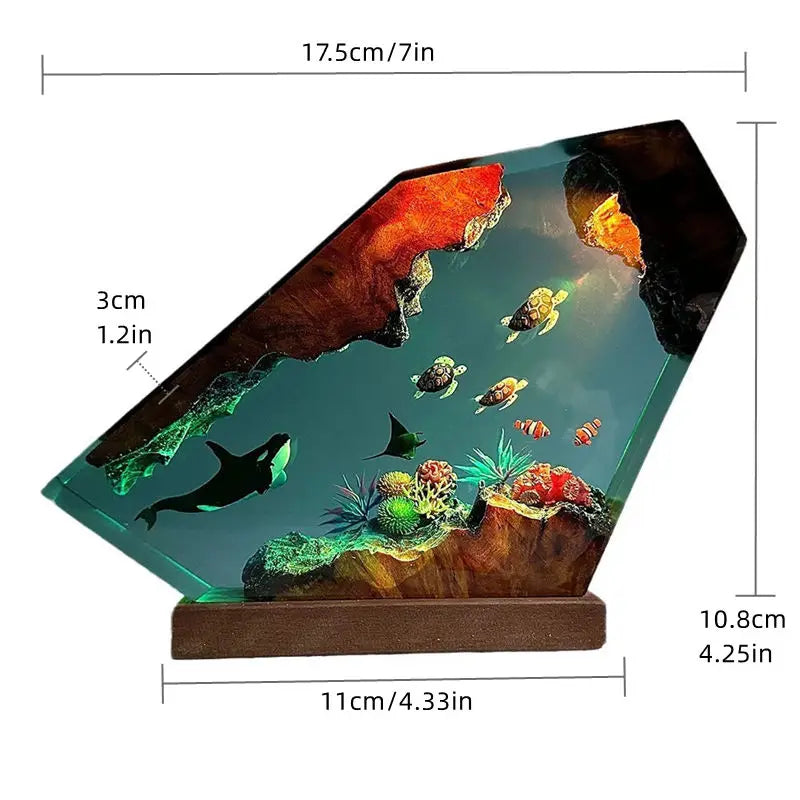 Seabed World Diving Resin Statue Lamp Miniature Figurine Luxury Decor Night Light